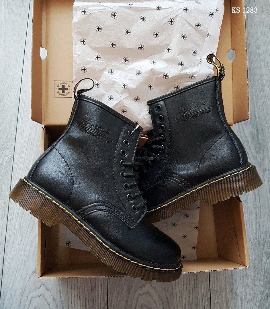 

Мужские зимние ботинки в стиле Dr Martens, натуральная кожа, прошитые, черные 44 (28 см), размеры:40,41,44