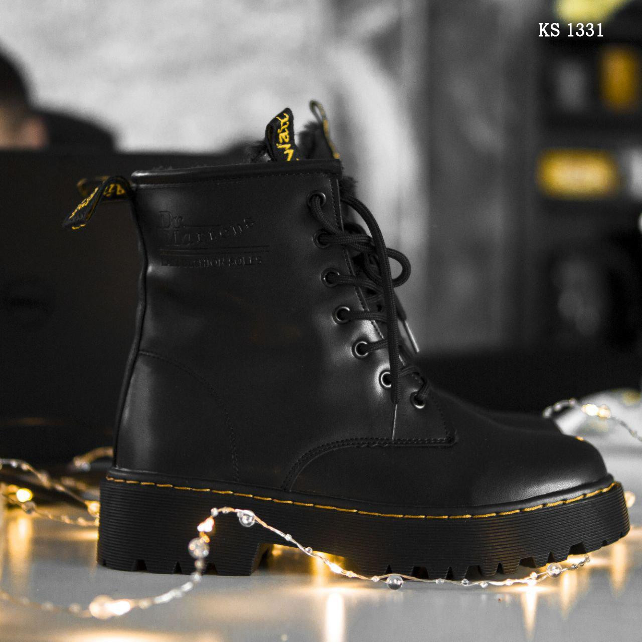 

Женские зимние ботинки на меху в стиле Dr. Martens Jadon, натуральная кожа, прошитые, черные 38 (24,5 см)