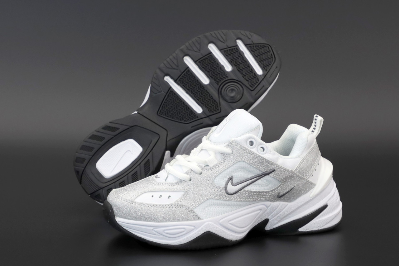 

Кроссовки женские Nike M2K Tekno белые с серым, Найк М2К Техно, натуральная кожа, прошиты, код KD-12220 37