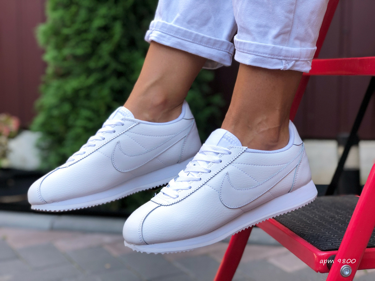 

Кроссовки женские Nike Cortez белые, Найк Кортез, натуральная кожа, прошиты. Код SD-9800 40