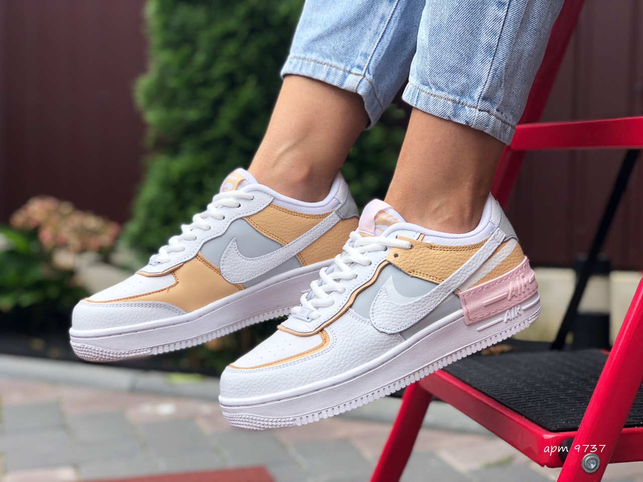 

Кроссовки женские Nike Air Force 1 Shadow белые с желтым, Найк Аир Форс Шадоу, кожаные, код SD-9737 41