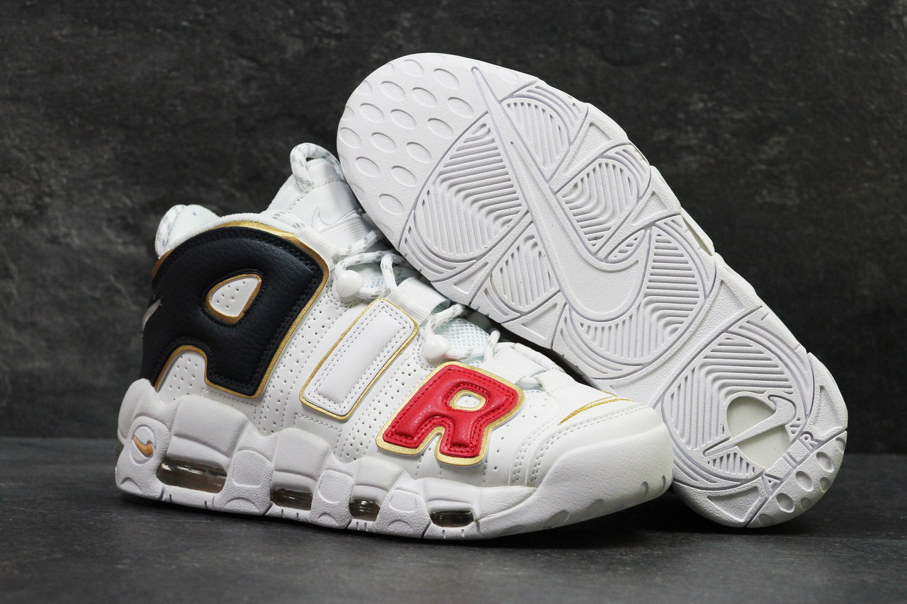 

Кроссовки мужские Nike Air More Uptempo белые, Найк Мор Аптемпо, натуральная кожа, код SD1-5691 45.5