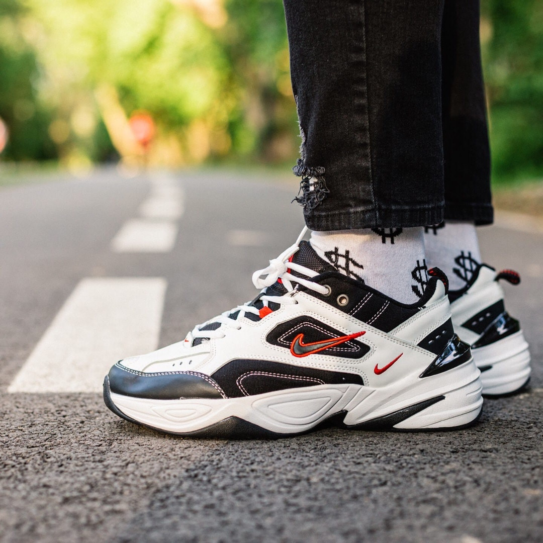 

Кроссовки мужские Nike M2K Tekno белые с черным, Найк М2К Техно, натуральная кожа, прошиты, код IN-497 42