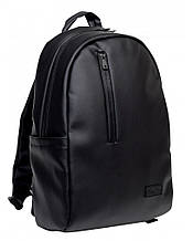 Классический мужской черный рюкзак матовая экокожа (качественный кожзам) деловой, офисный, для ноутбука 15,6
