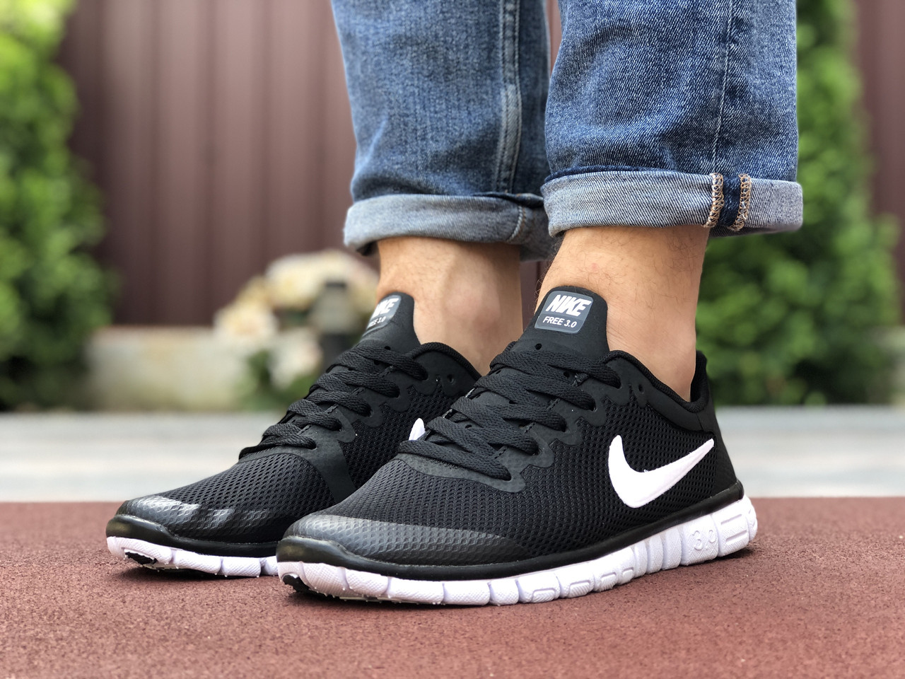 

Кроссовки мужские Nike Free Run 3.0 черно-белые, Найк Фри Ран, текстильные, прошиты, код SD-9534 44