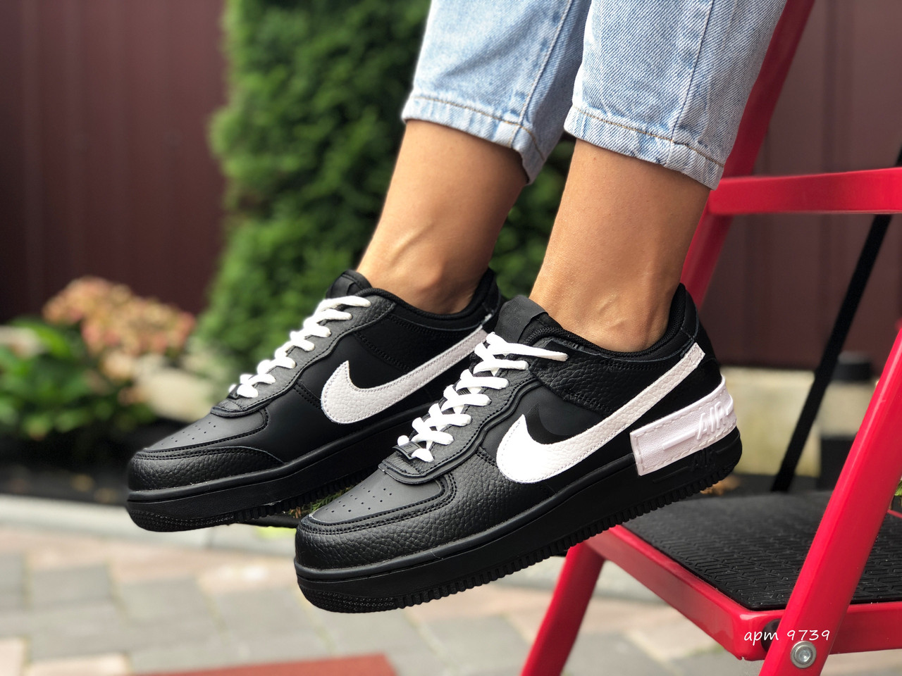 

Кроссовки женские Nike Air Force 1 Shadow черные с белым, Найк Аир Форс, натуральная кожа, код SD-9739 37