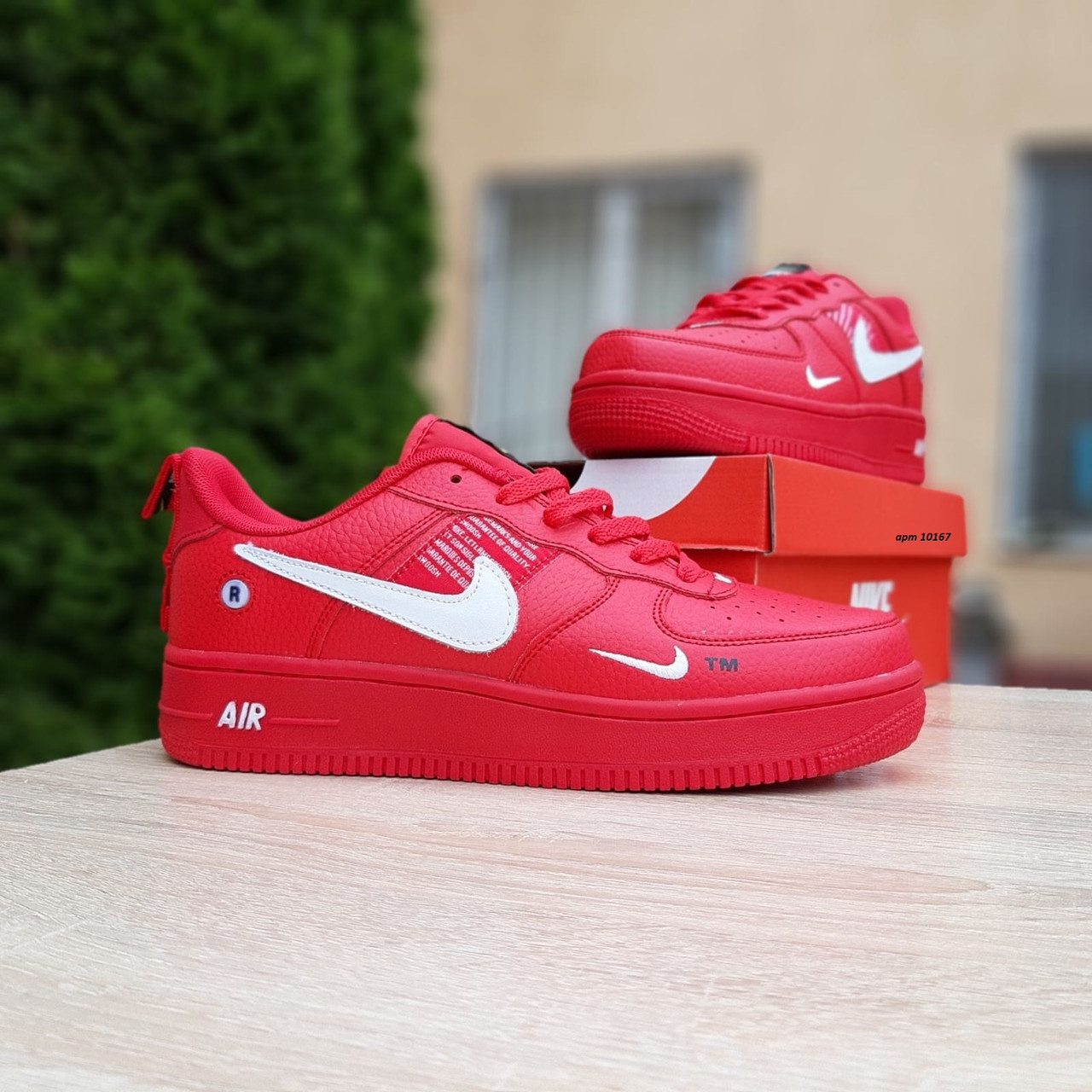 

Кроссовки мужские Nike Air Force 1 Mid LV8 красные, Найк Аир Форс, кожаные, прошиты. Код OD-10167 44