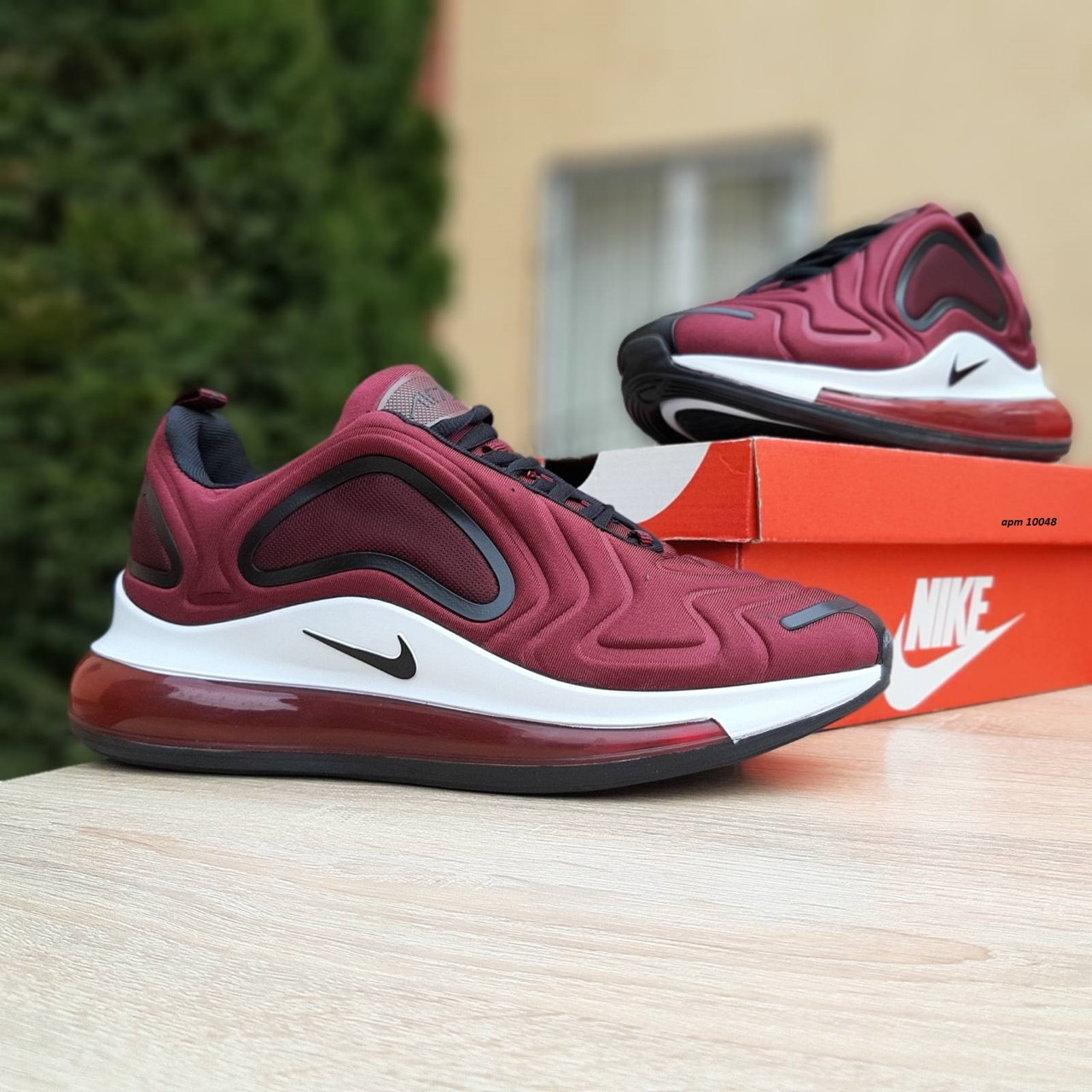 

Кроссовки мужские Nike Air Max 720 бордовые, Найк Аир Макс 720, текстильные, прошиты. Код OD-10048 44