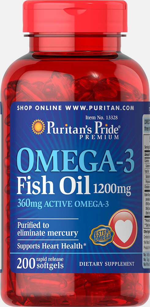 

Рыбий жир Омега-3 (Omega-3 Fish Oil) 1200 мг 200 капсул