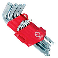 Набор Г-образных шестигранных ключей с шарообразным наконечником, 9 ед.,1,5-10 мм, Cr-V, 55 HRC Small