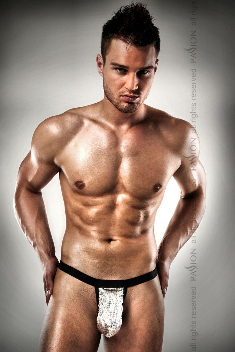 

Мужские стринги с блестящим гульфиком Passion 015 THONG silver S/M ОРИГИНАЛ