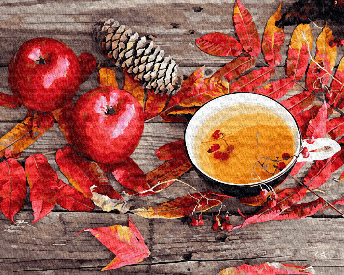 Осенний чай и яблоки