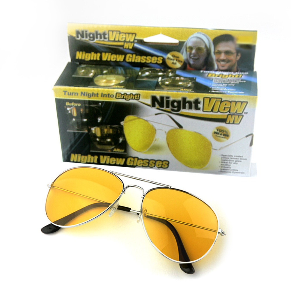 

Очки для водителей желтые для ночного вождения, Авиаторы Night View Glasses в металлической оправе