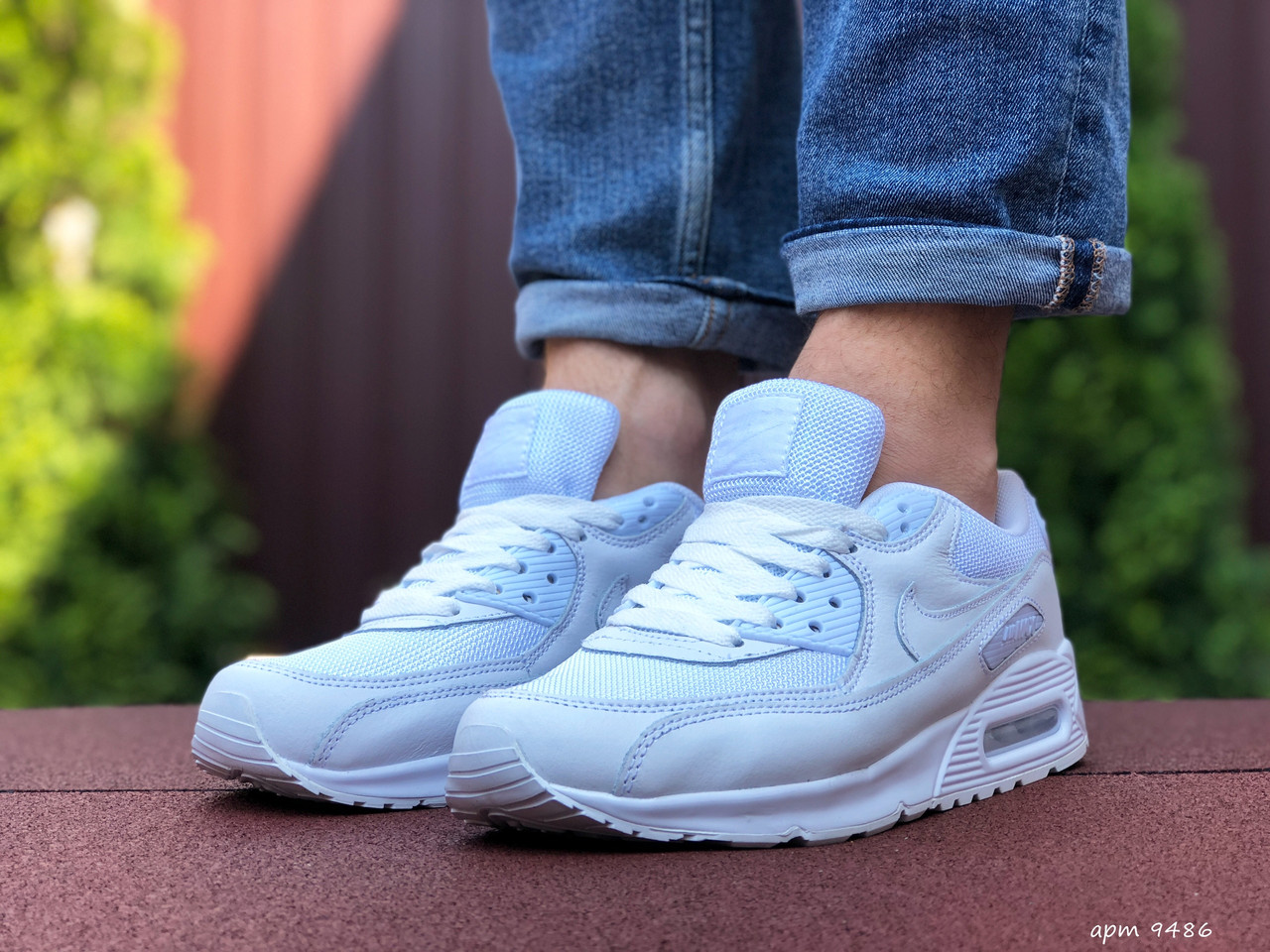 

Кроссовки мужские Nike Air Max 90 белые, Найк Аир Макс 90, кожа, текстиль, код SD-9486 да, 45.5