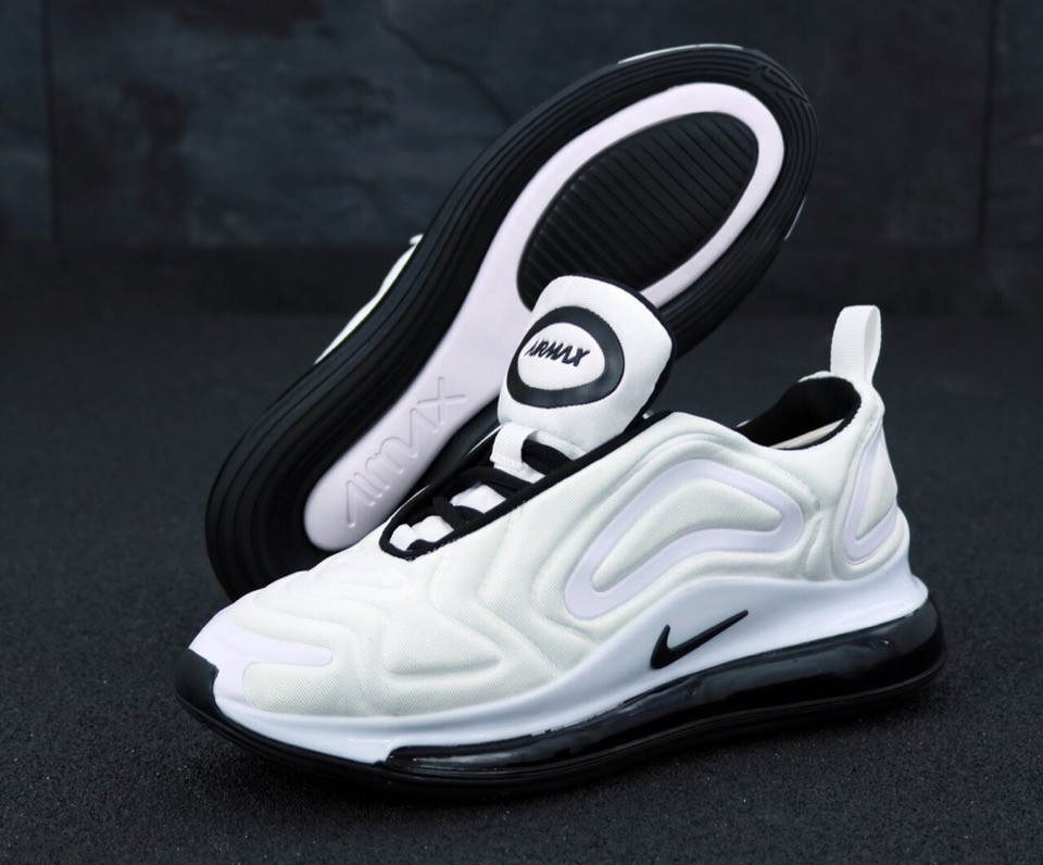 

Кроссовки женские Nike Air Max 720 белые с черным, Найк Аир Макс 720, нейлон, текстиль, код KD-11789. 37