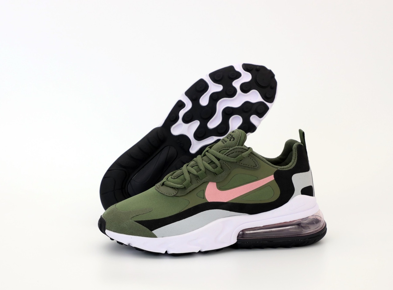 

Кроссовки мужские Nike Air Max 270 React хаки, Найк Аир Макс 270, замша, текстиль, код KD-12064 43, Весна/осень