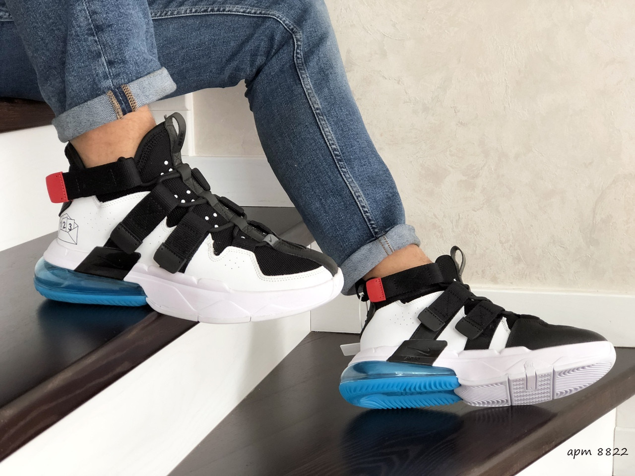 

Кроссовки мужские Nike Air Force 270 черно-белые, Найк Аир Форс 270, кожа, текстиль, код SD-8822 43