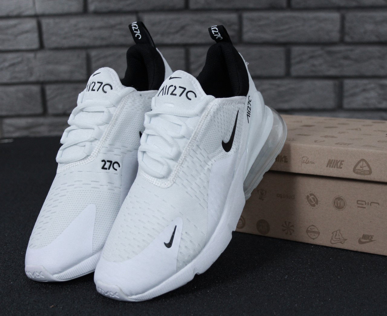 

Кроссовки мужские Nike Air Max 270 белые, Найк Аир Макс 270, текстильные, код KD-11600. 43