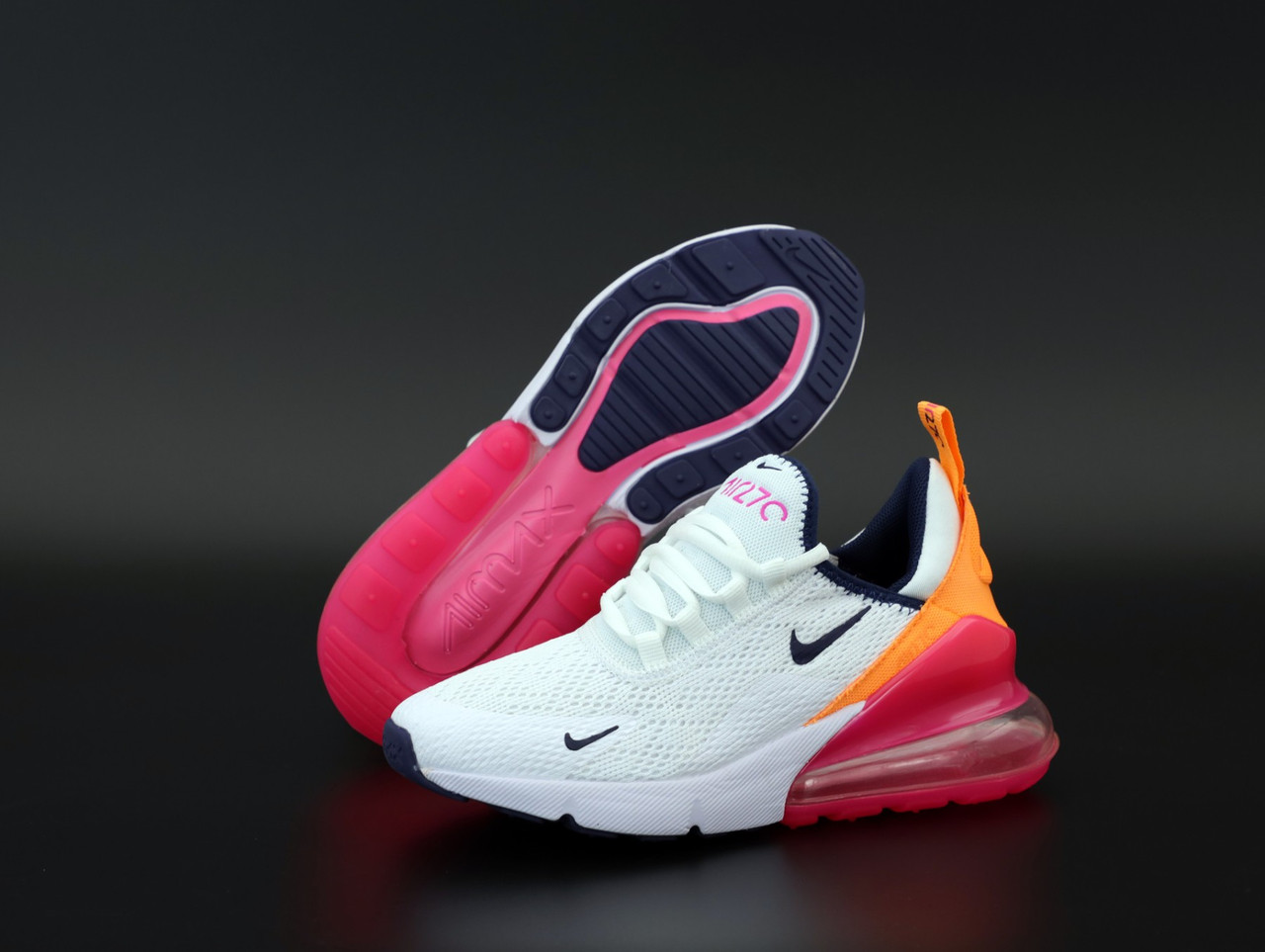 

Кроссовки женские Nike Air Max 270 белые с розовым, Найк Аир Макс 270, дышащий материал, прошиты. Код KD-12123 37