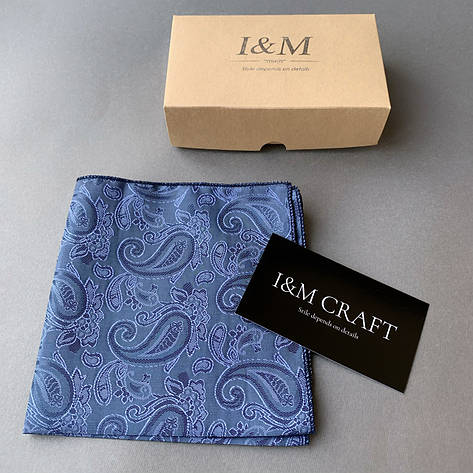 Нагрудный платок паше I&M Craft серо-синий с узорами (011166P), фото 2