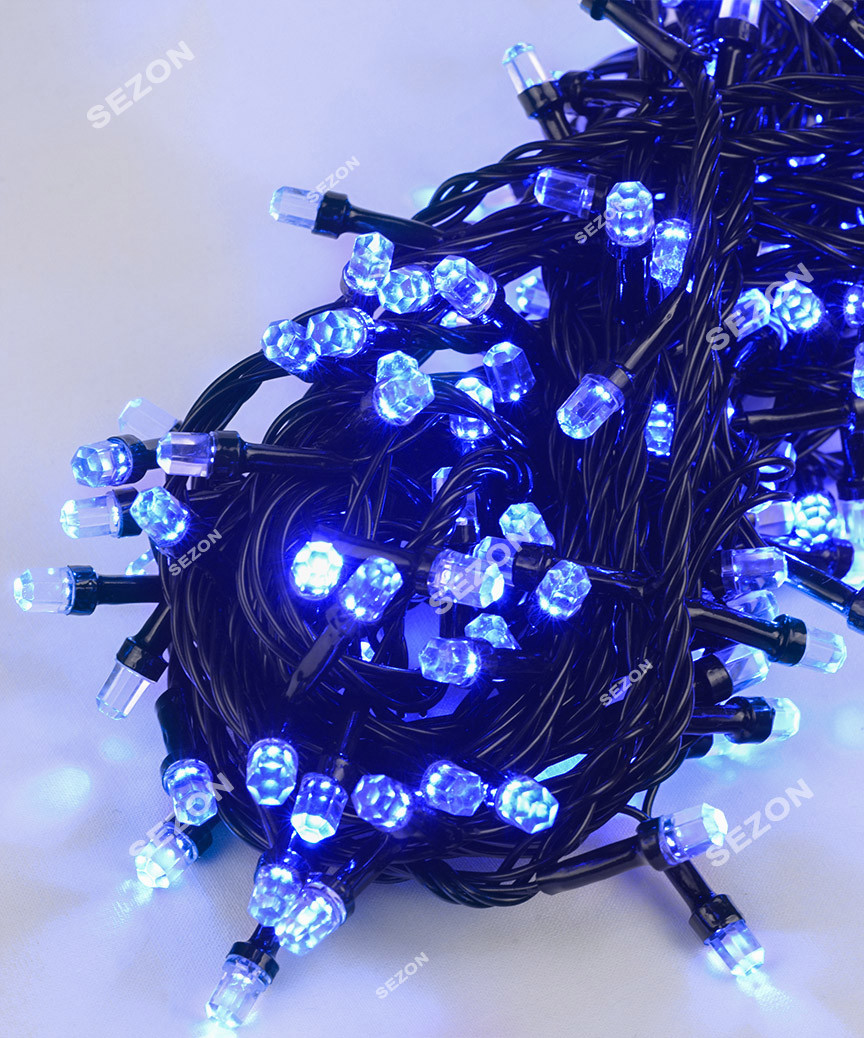 

Новогодняя Гирлянда РУБІН 200 LED, чорний провід.синій