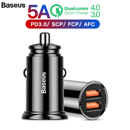 

АЗУ на 2 USB 5A зарядка в авто Baseus Circular Plastic QC 4.0 | PD 3.0 | 30W