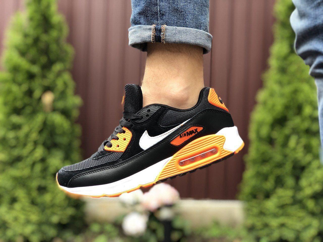 

Мужские кроссовки в стиле NIke Air max 90 черно белые с оранжевым