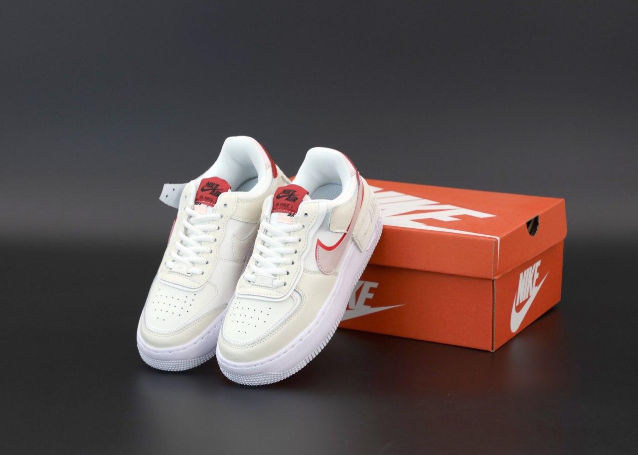 

Женские кроссовки Nike Air Force Shadow White Red / Найк Аир Форс Шэдоу Белые Красные, Белый