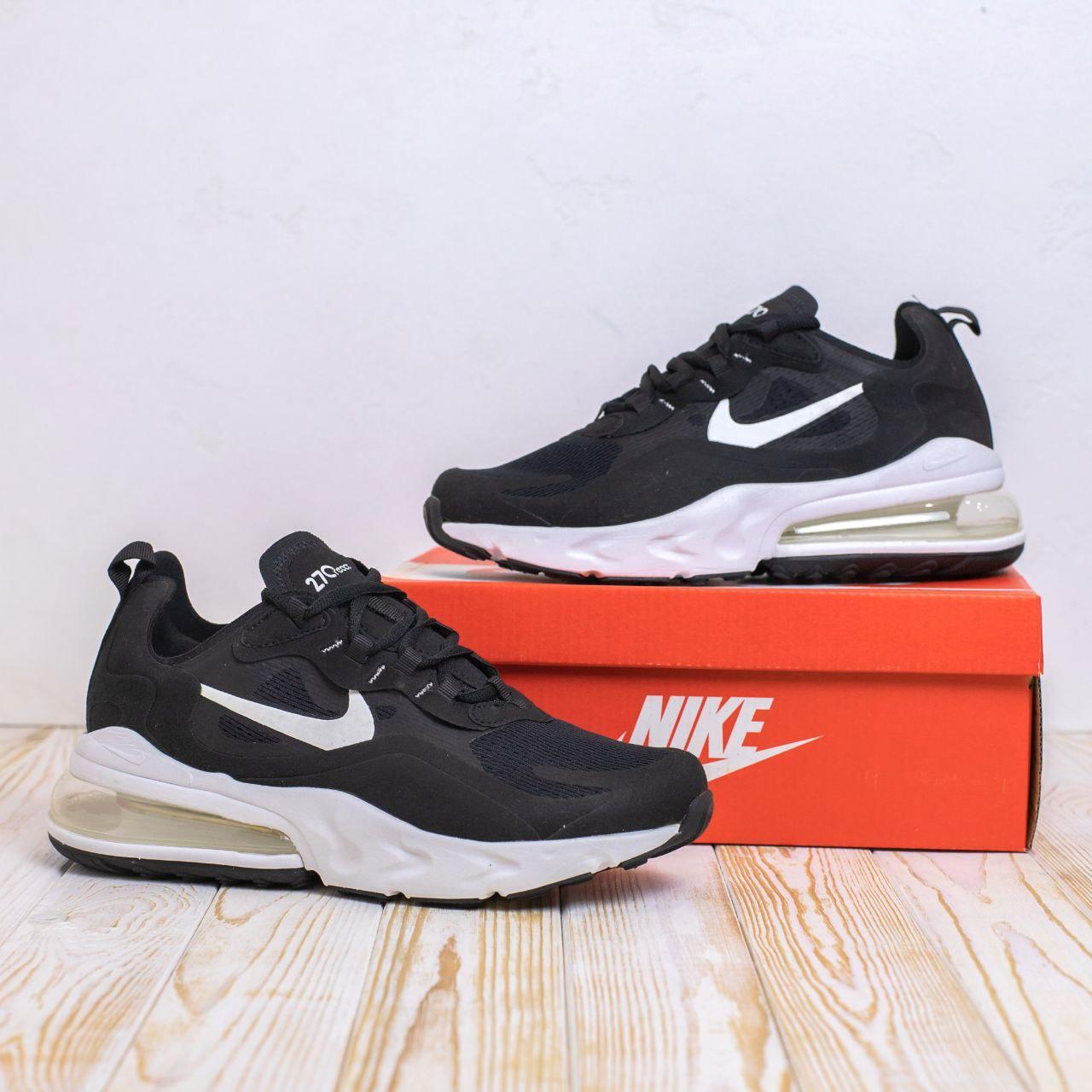 

Мужские кроссовки Nike Air Max 270 React Black White / Найк Аир Макс 270 Реакт Черные Белые, Черно-белый