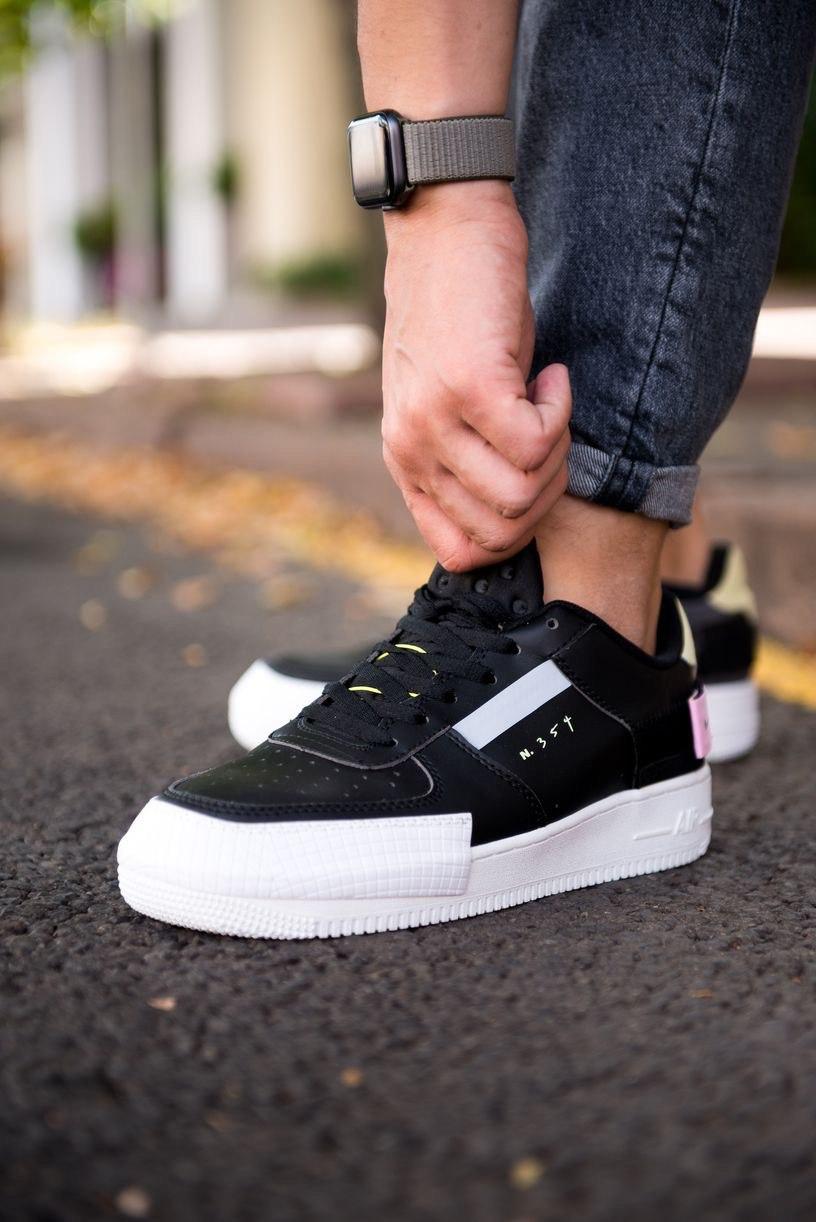 

Мужские кроссовки NIKE Air Force 1 Black White / Найк Аир Форс 1 Черные Белые 42, Черный