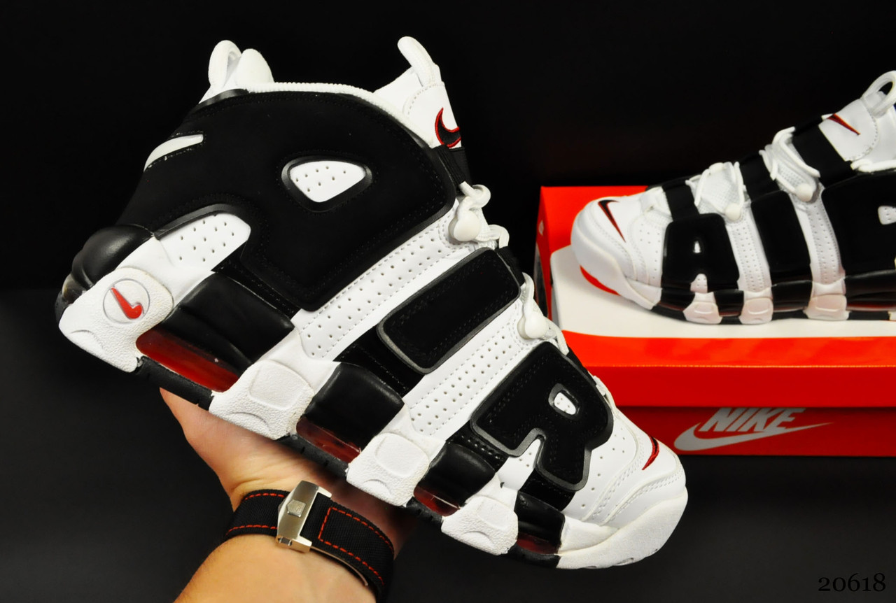 

Кроссовки мужские бело-черные Nike Air More Uptempo 44 размер (стелька 28 см) код 20618