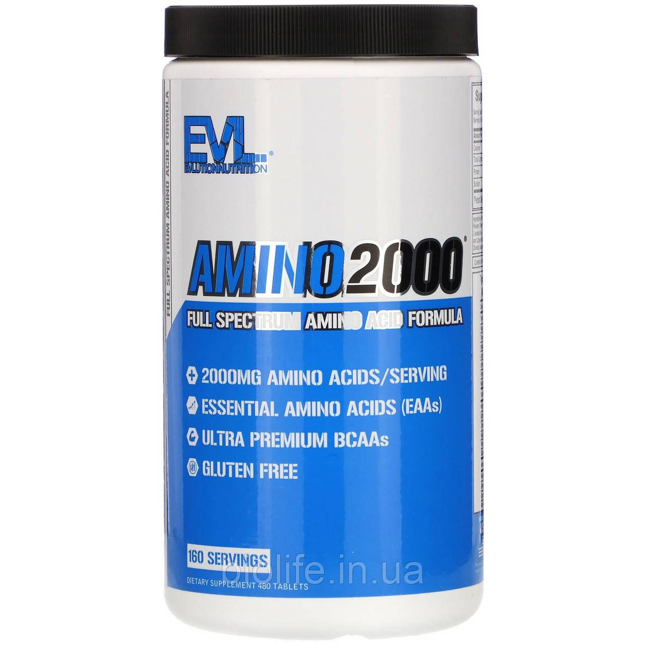 

EVLution Nutrition, Amino2000, Full Spectrum Amino Acid Formula, 480 Tablets