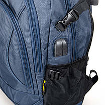 Школьный рюкзак под ноутбук 15 синий для мальчика подростковый с USB переходником Power In Eavas 7105, фото 3