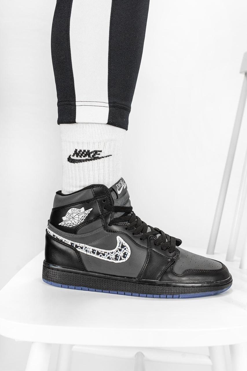 

Мужские кроссовки Nike Air Jordan Retro 1 hight reflective Черные, Реплика Люкс, Черный