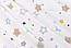 Фланель дитяча "Сіро-блакитні зірки з жовтим контуром", фон - білий, ширина 240 см, фото 2