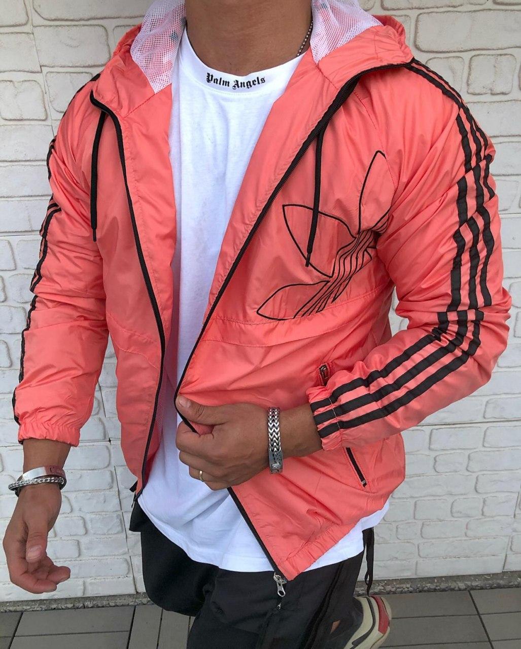 

Мужская ветровка Adidas Three Strips Pink / Адидас Три Страйпс Пинк L