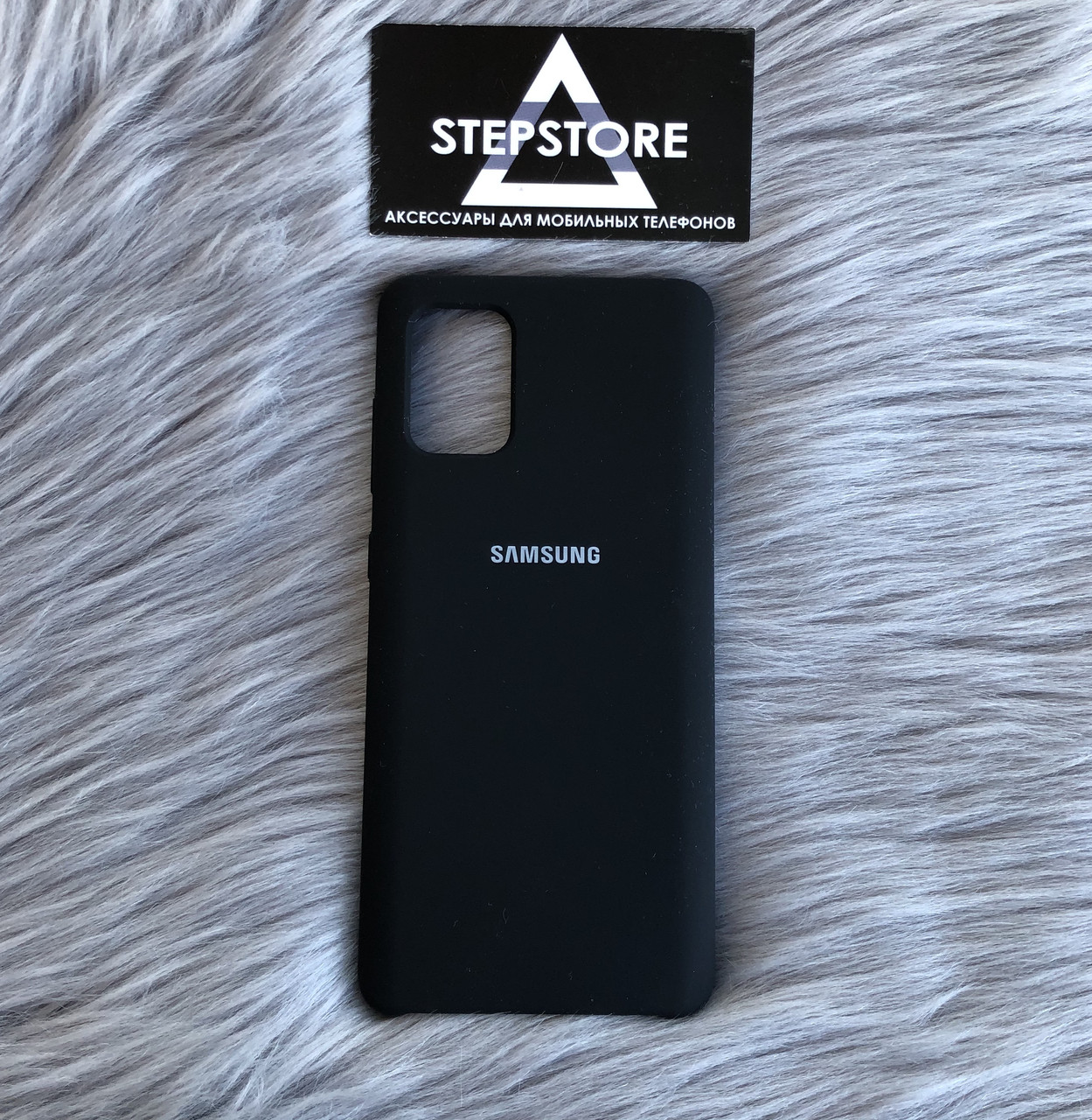 

Чехол противоударный Silicone case original Samsung A41 черный с микрофиброй