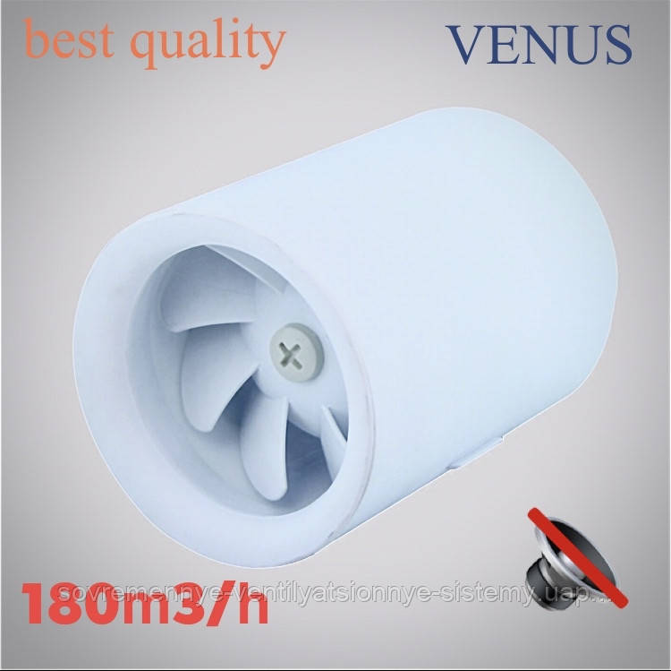

Бесшумный канальный вентилятор VENUS FLOW 100 пластиковый, Белый
