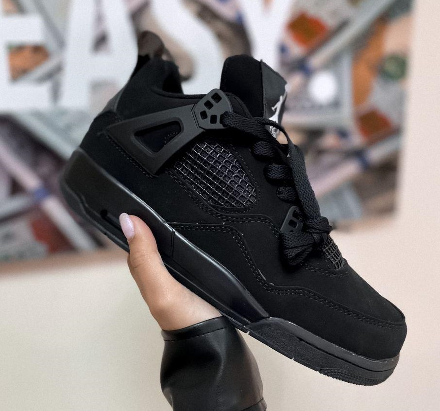 

Air Jordan 4 Retro Black Cat | кроссовки женские и мужские; черные; осенние/весенние высокие 41eu - 26.0cm, Черный