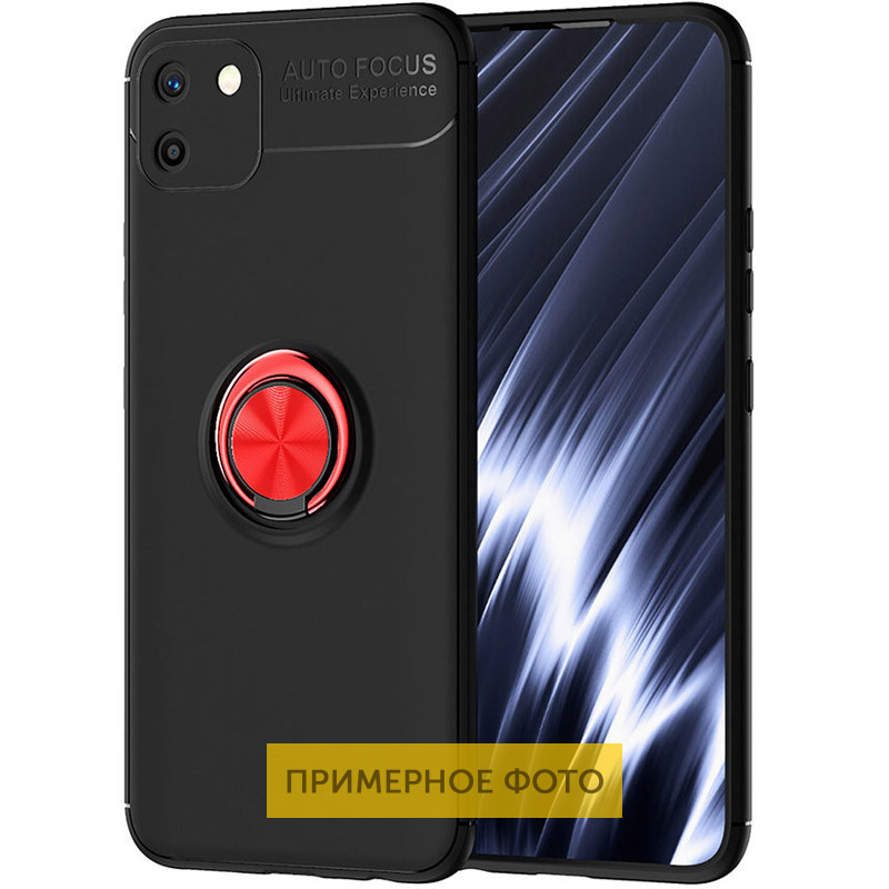 

TPU чехол Deen ColorRing под магнитный держатель (opp) для Realme C15 / C12, Черный / красный