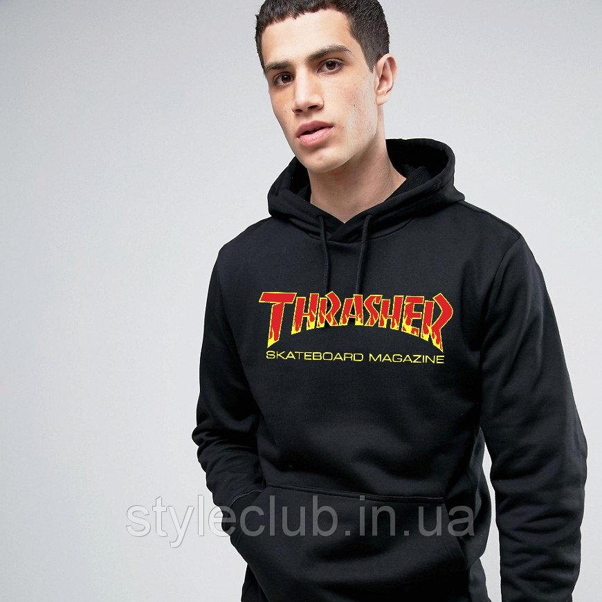 

Толстовка черная Thrasher new | худи Трешер | кенгуру трашер L, 50, Весна/осень, Разные цвета