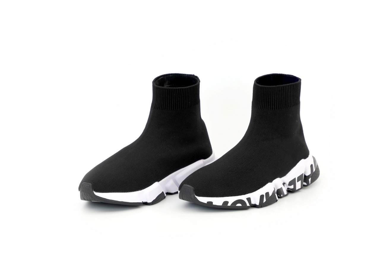 

Кроссовки мужские Balenciaga Speed Trainer черно-белые, Баленсиага Спид Трейнер, текстильные, код KD-12400, Черный