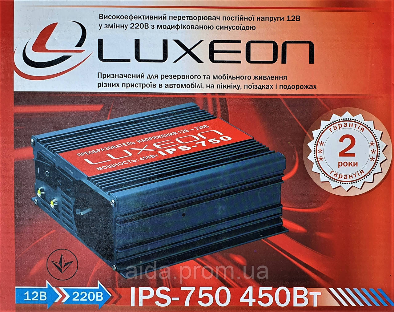 

Инвертор «LUXEON IPS-750» из =12В в ~220В мощностью 450Вт.