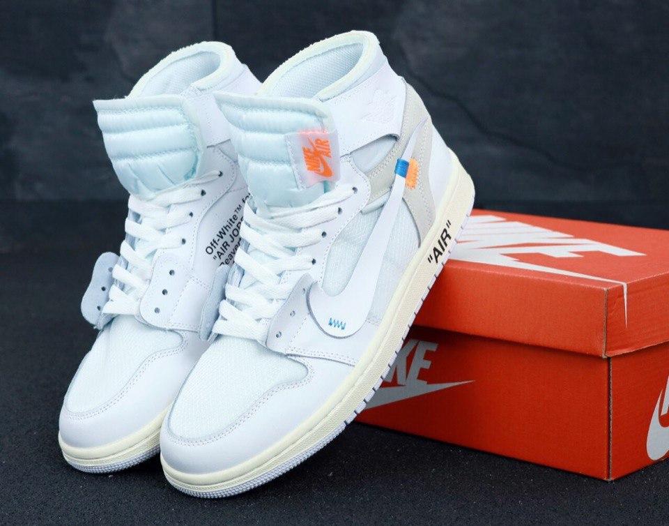 

Белые высокие мужские кроссовки Nike Air Jordan Off White 42, Белый