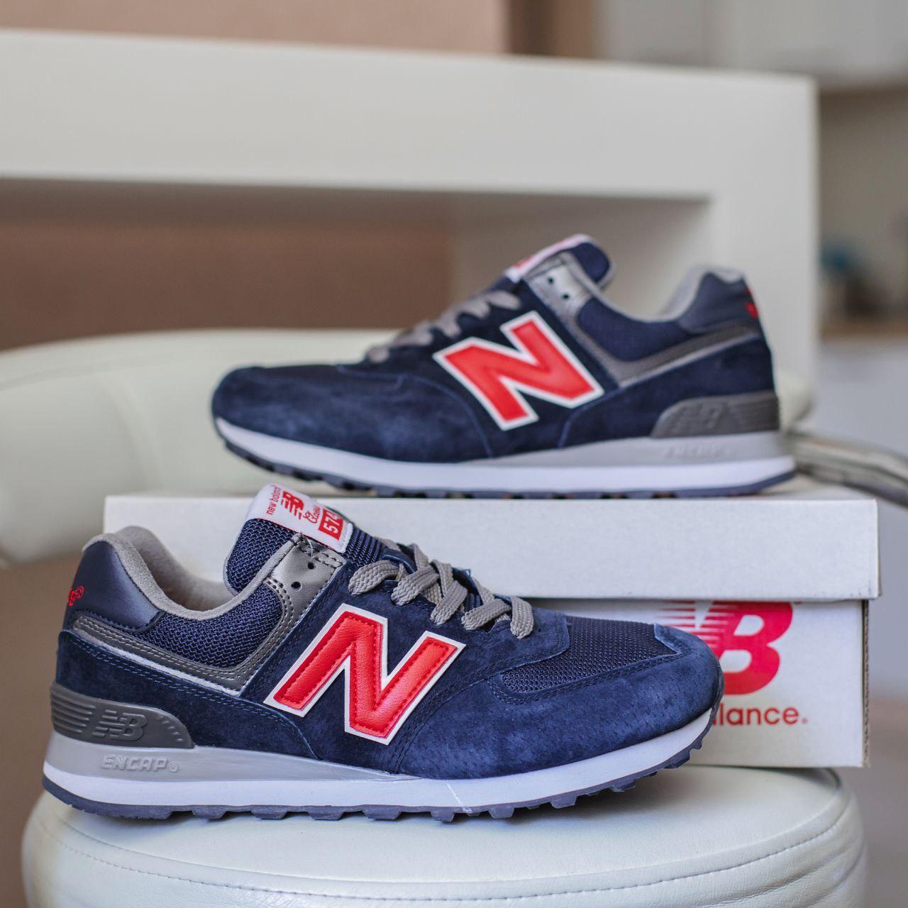 

Мужские кроссовки New Balance 574 Blue Red / Нью Беланс 574 Cиние Красные 42, Синий