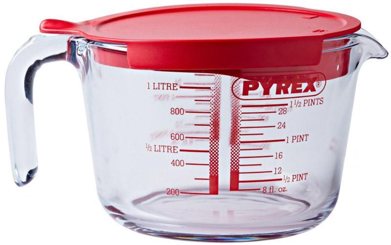 

Мерная кружка Pyrex Classic с крышкой 1000мл стеклянная