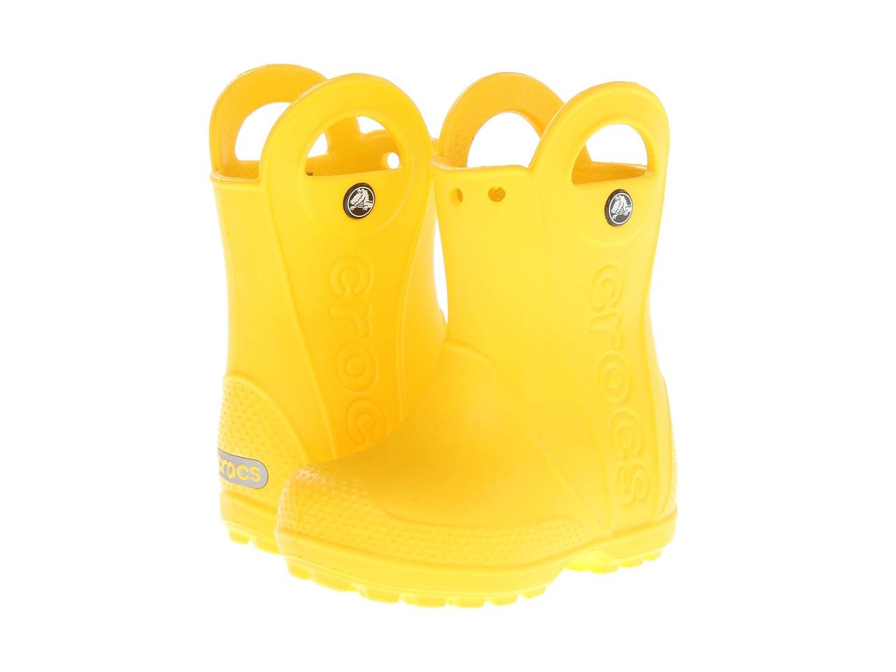 

Сапоги резиновые детские дождевики Кроксы с ручками / Crocs Kids Handle It Rain Boot (12803), Желтые 27, Желтый