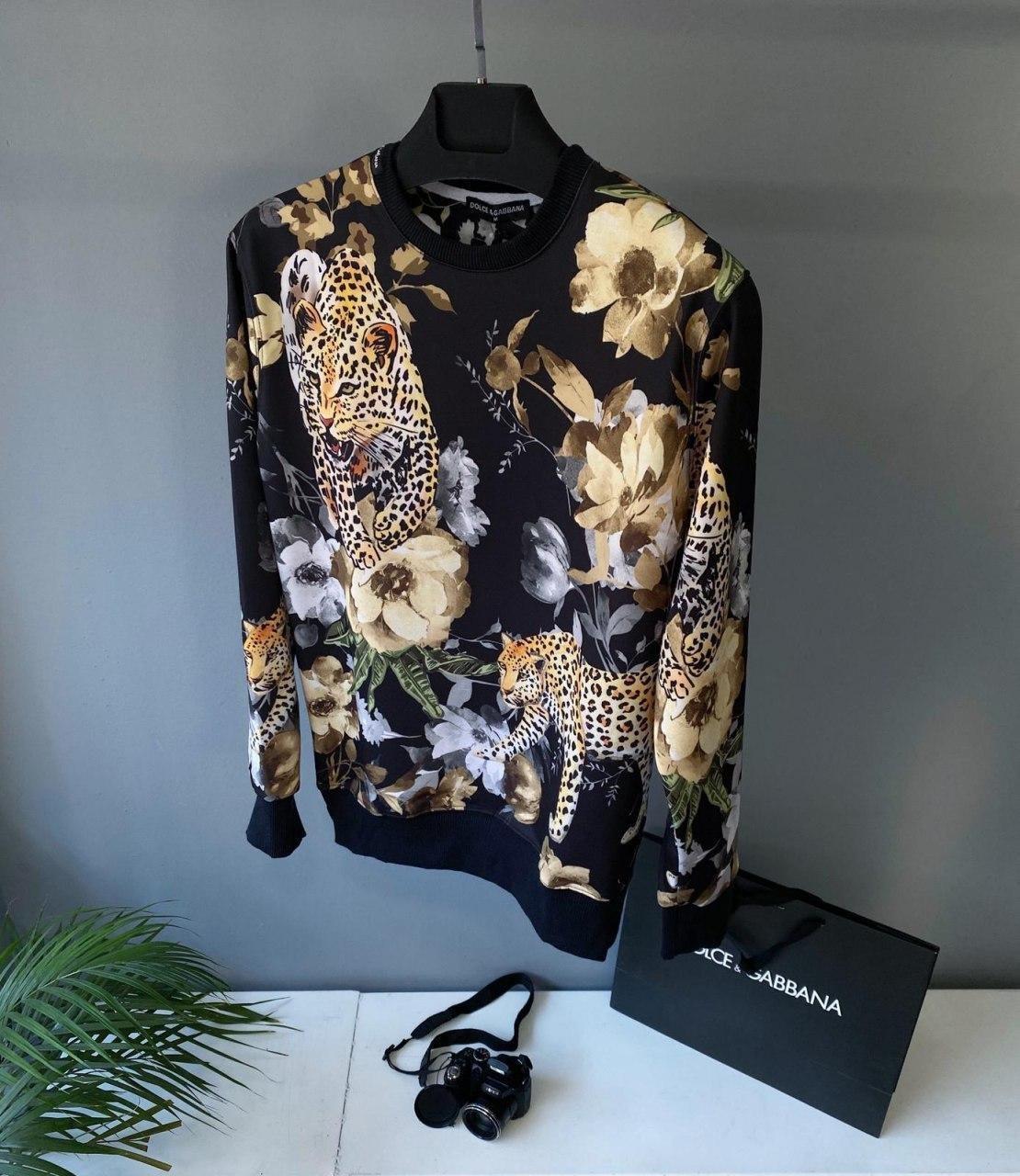 

Мужской свитшот D&G Leopard Flowers Black / Дольче Габбана Леопард Цветы Черный L