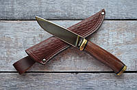 Нож нескладной Амур, с деревянной рукояткой и кожаными ножнами в комплекте