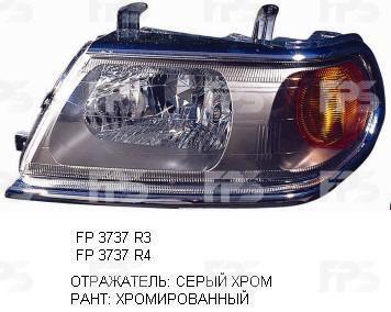 

Фара Mitsubishi Pajero Sport 00-08 левая (FPS), хром. рант